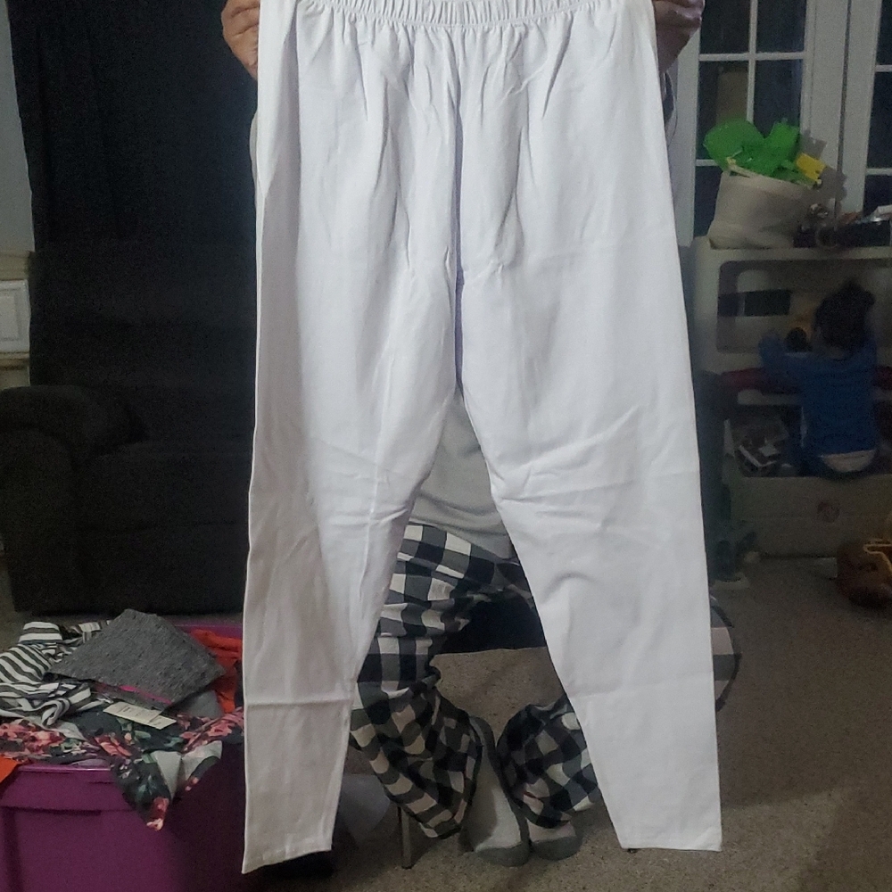 White Elastic Waist Pants